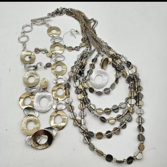 Lot of 2 Signed Fashion Sets Chico's LC Necklaces & Earrings - Picture 1 of 3